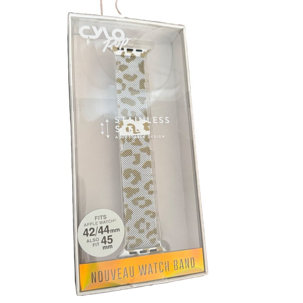 NWT and NIB CYCLOPOP Apple Watch Band 42/44/45 - White Stainless green l…